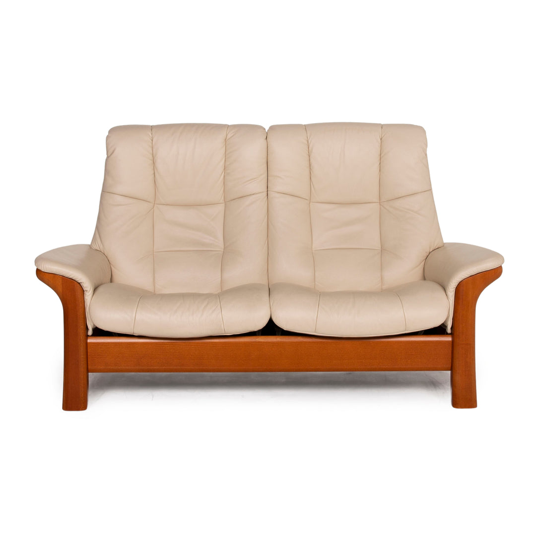 Stressless Buckingham Leder Sofa Creme Zweisitzer Funktion Couch