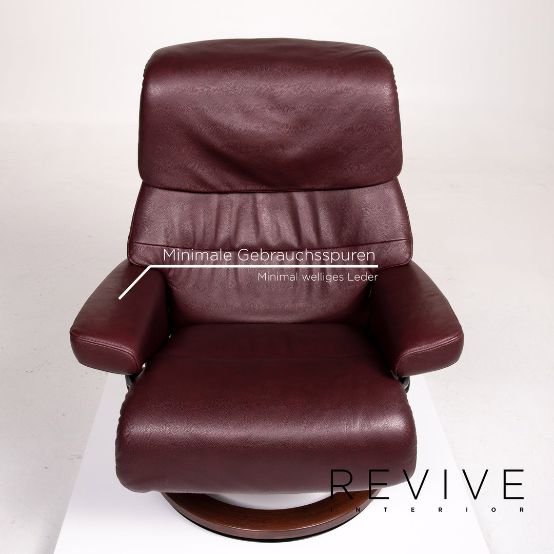 Stressless Capri leather armchair incl. stool dark red red brown relax function size M #13840