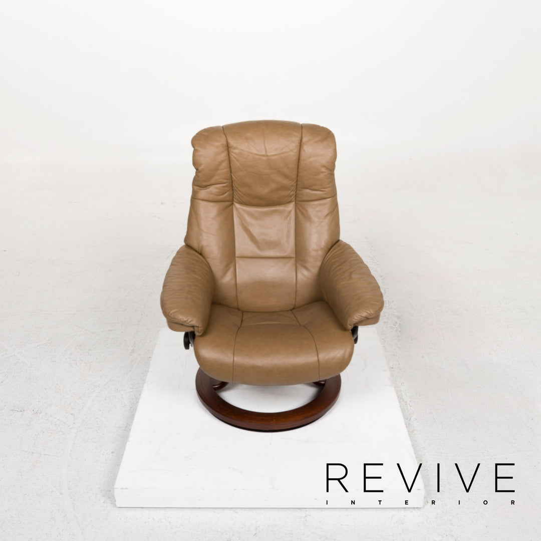 Stressless Consul leather stool brown light brown size M recliner relax function #12972