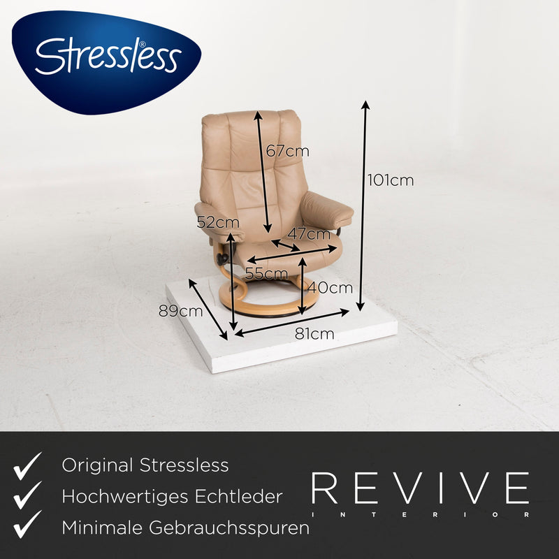 Stressless Mayfair Leder Sessel Beige inkl. Hocker und Relaxfunktion 