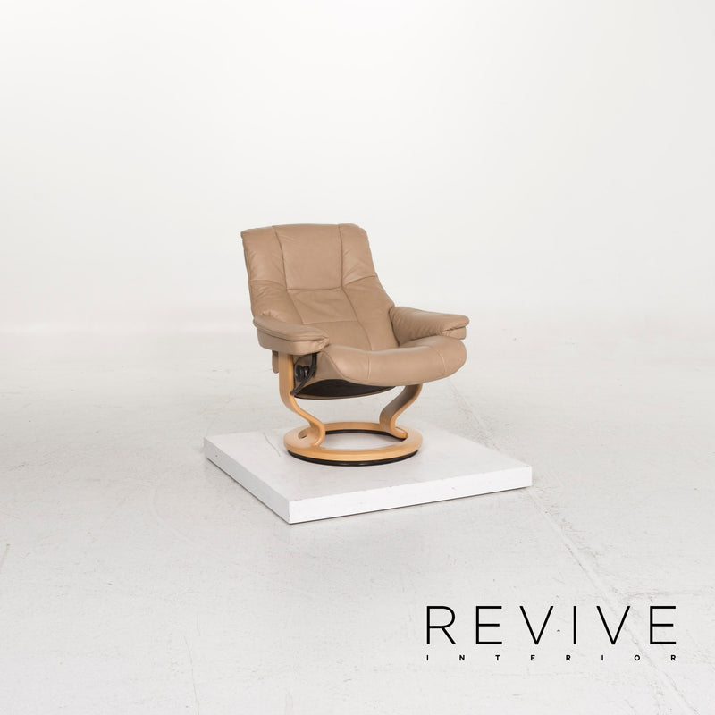 Stressless Mayfair Leder Sessel Beige inkl. Hocker und Relaxfunktion 
