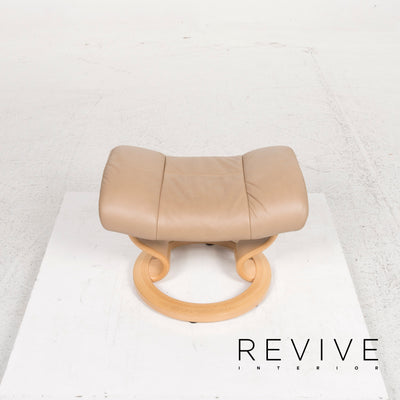 Stressless Mayfair Leder Sessel Beige inkl. Hocker und Relaxfunktion #12879