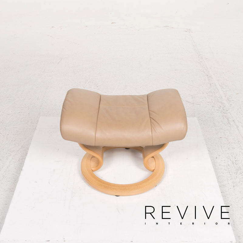 Stressless Mayfair Leder Sessel Beige inkl. Hocker und Relaxfunktion 