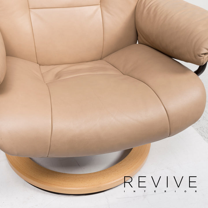 Stressless Mayfair leather armchair beige incl. footstool and relax function #12879