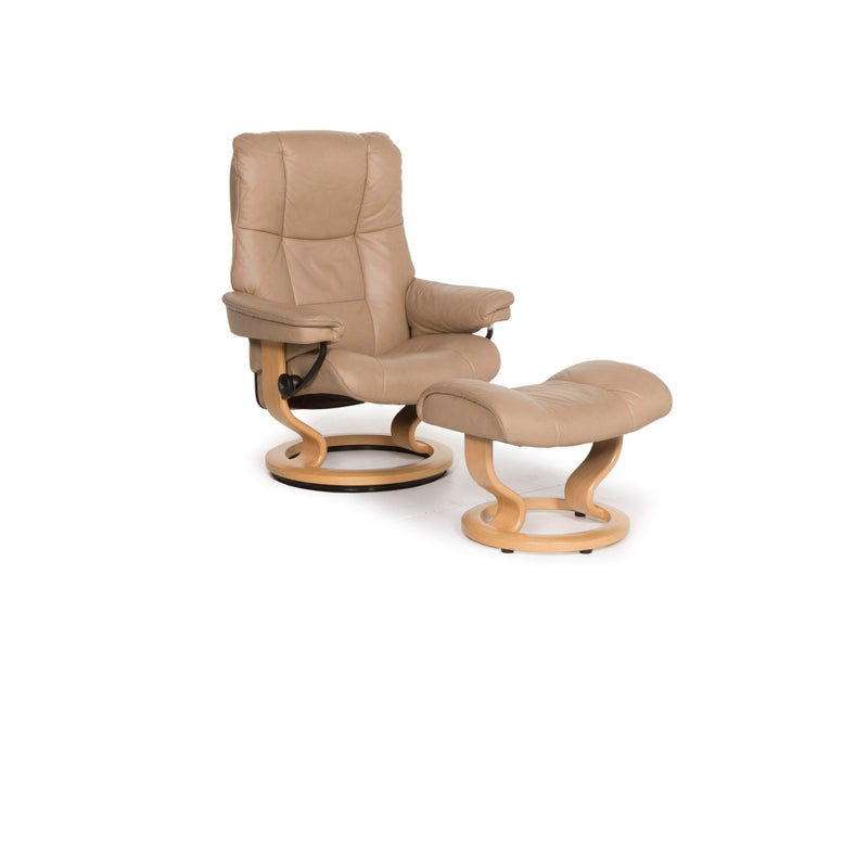 Stressless Mayfair Leder Sessel Beige inkl. Hocker und Relaxfunktion 