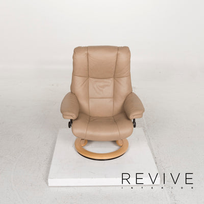 Stressless Mayfair Leder Sessel Beige inkl. Hocker und Relaxfunktion #12879