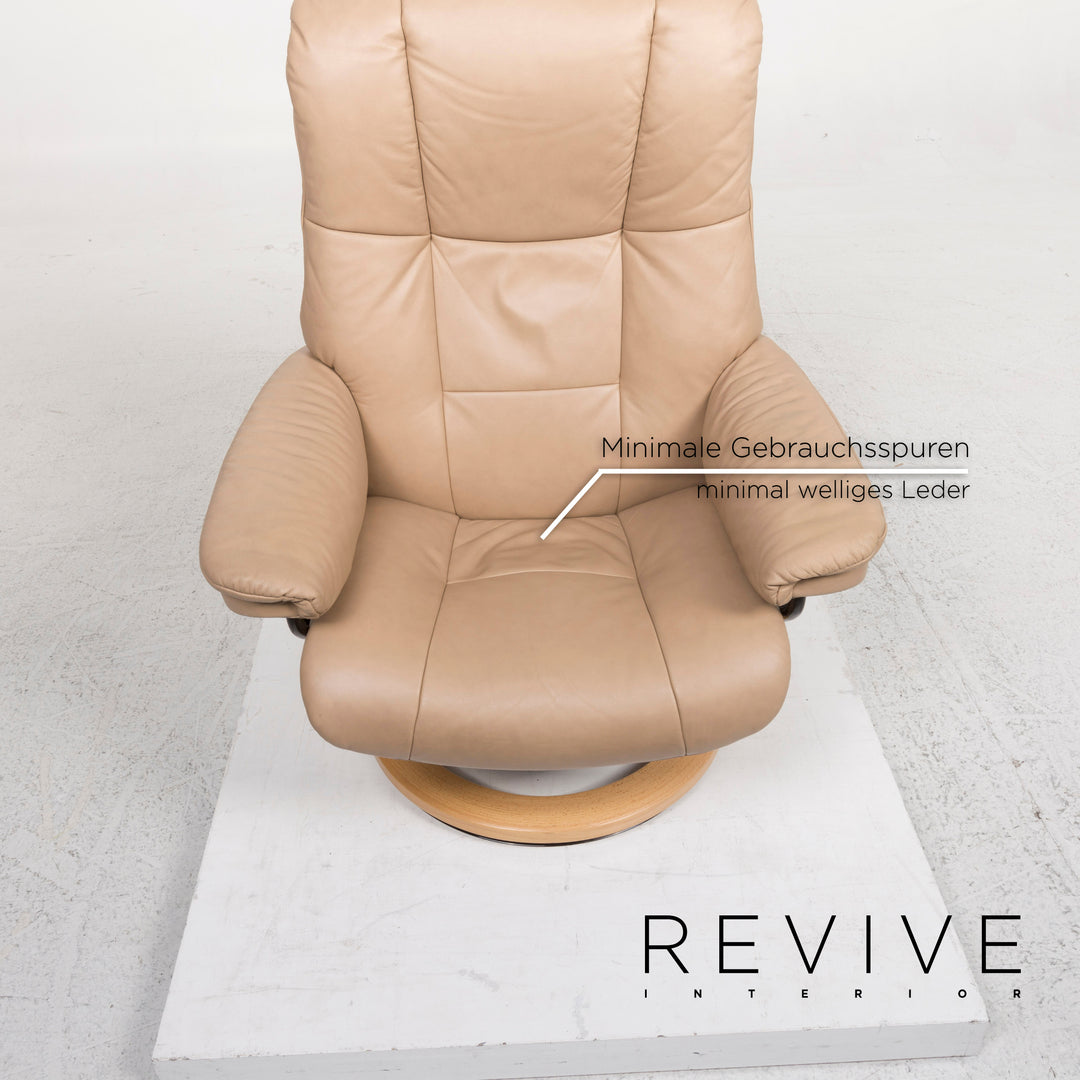 Stressless Mayfair leather armchair beige incl. footstool and relax function #12879
