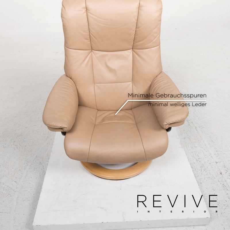 Stressless Mayfair Leder Sessel Beige inkl. Hocker und Relaxfunktion 