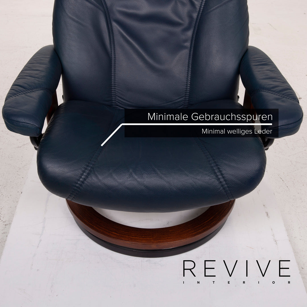 Stressless Consul Leder Sessel Blau inkl. Hocker Relaxfunktion #15189