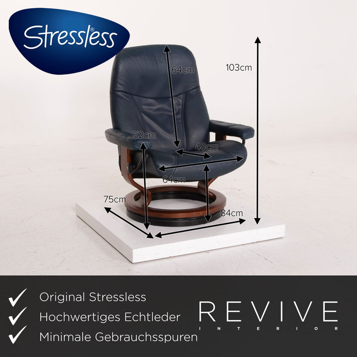 Stressless Consul Leder Sessel Blau inkl. Hocker Relaxfunktion #15189