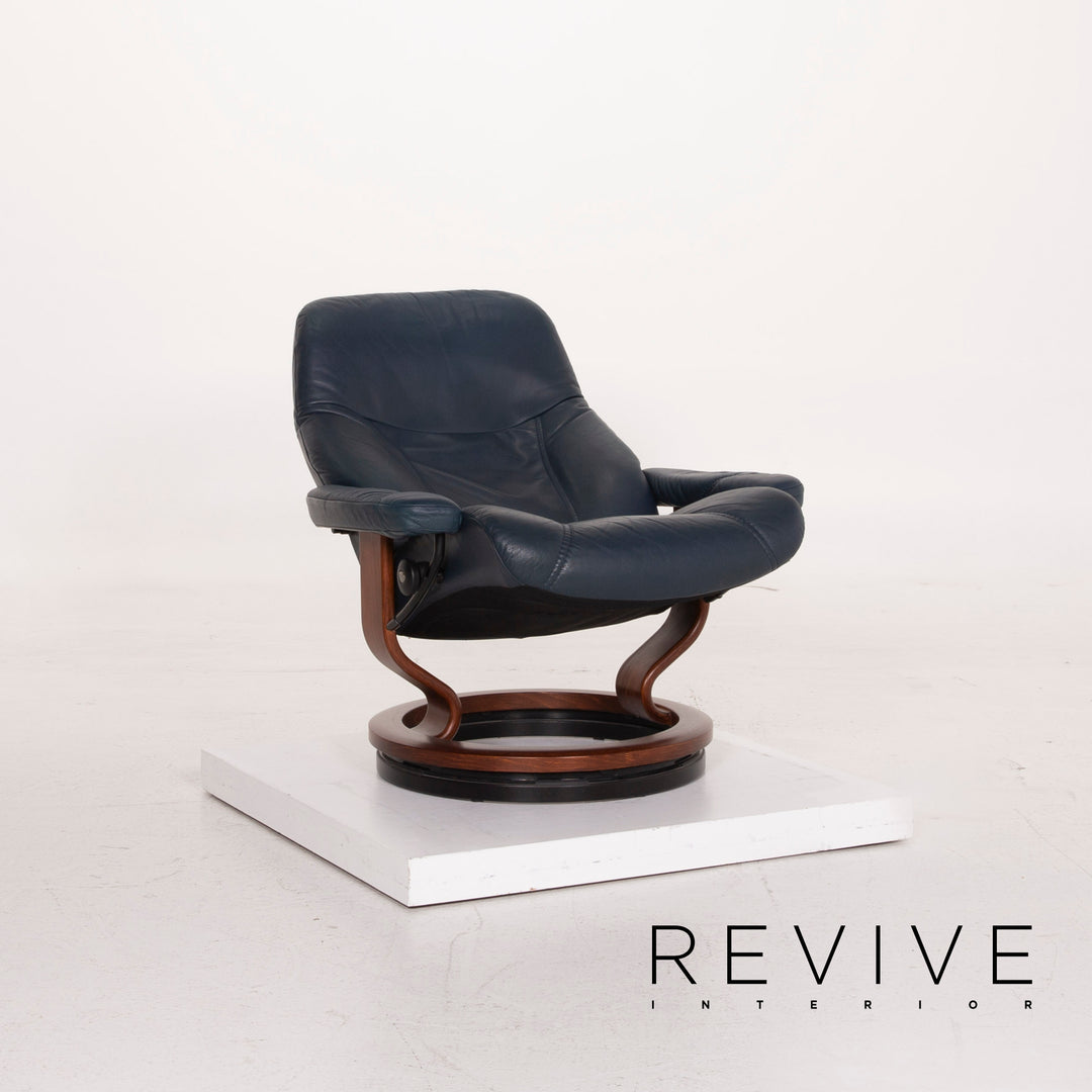 Stressless Consul Leder Sessel Blau inkl. Hocker Relaxfunktion #15189