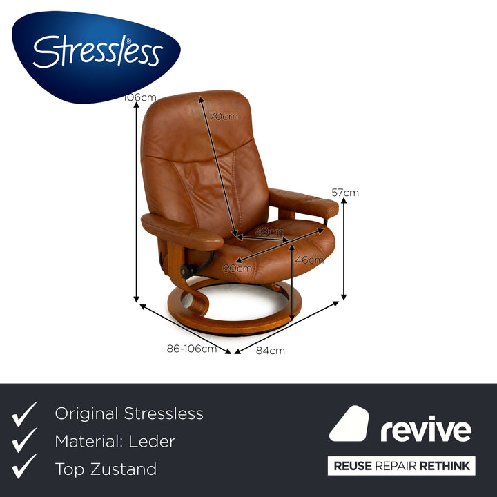 Stressless Consul Leder Sessel Braun Größe L inkl. Hocker