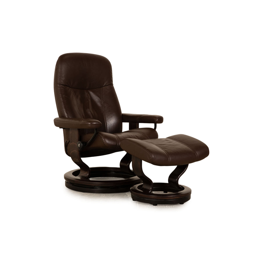Stressless Consul leather armchair brown incl. stool