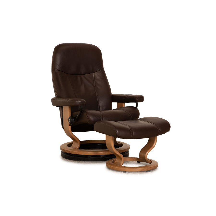 Stressless Consul leather armchair brown manual function relax function incl. stool