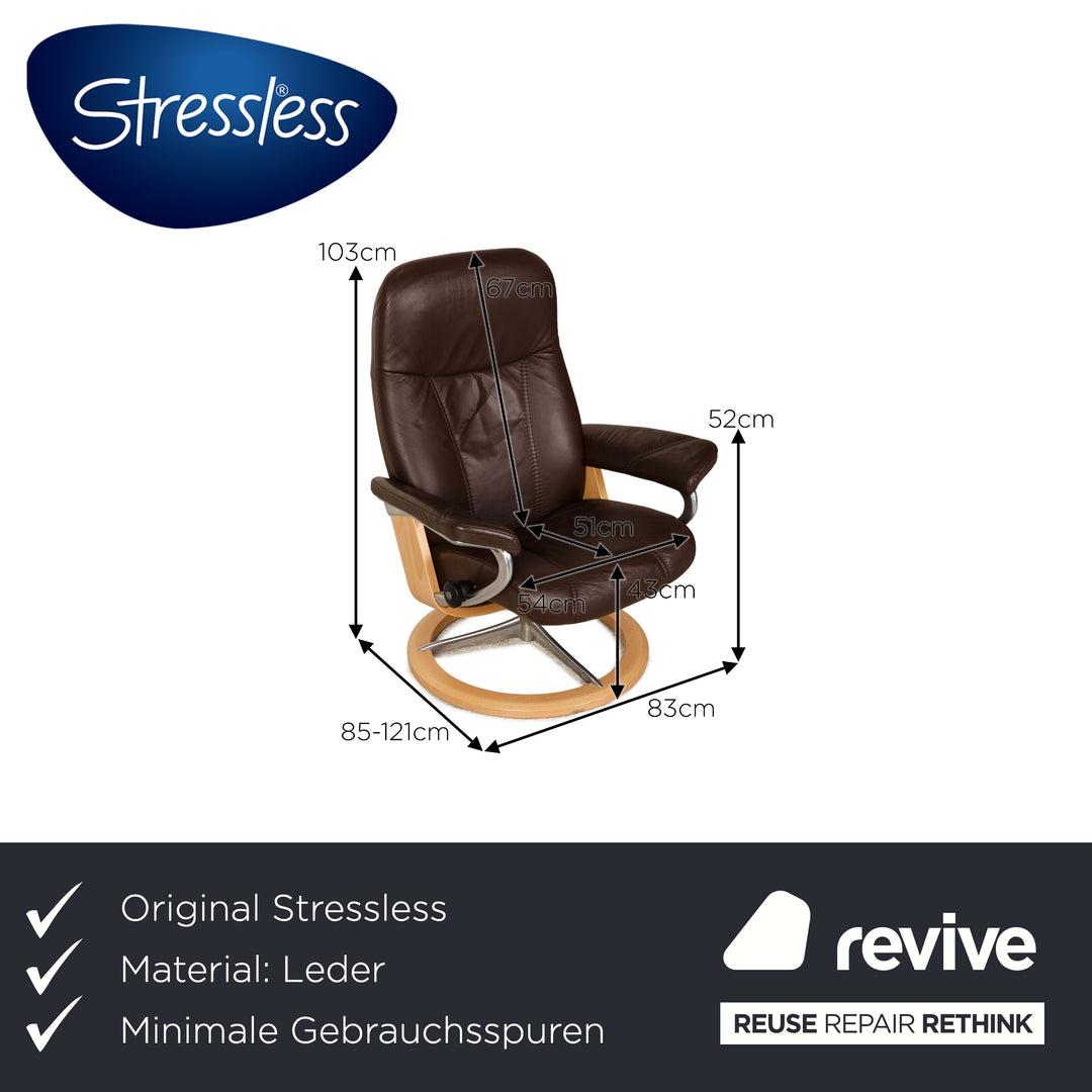 Stressless Consul Leder Sessel Braun Relaxfunktion Funktion inkl. Hocker