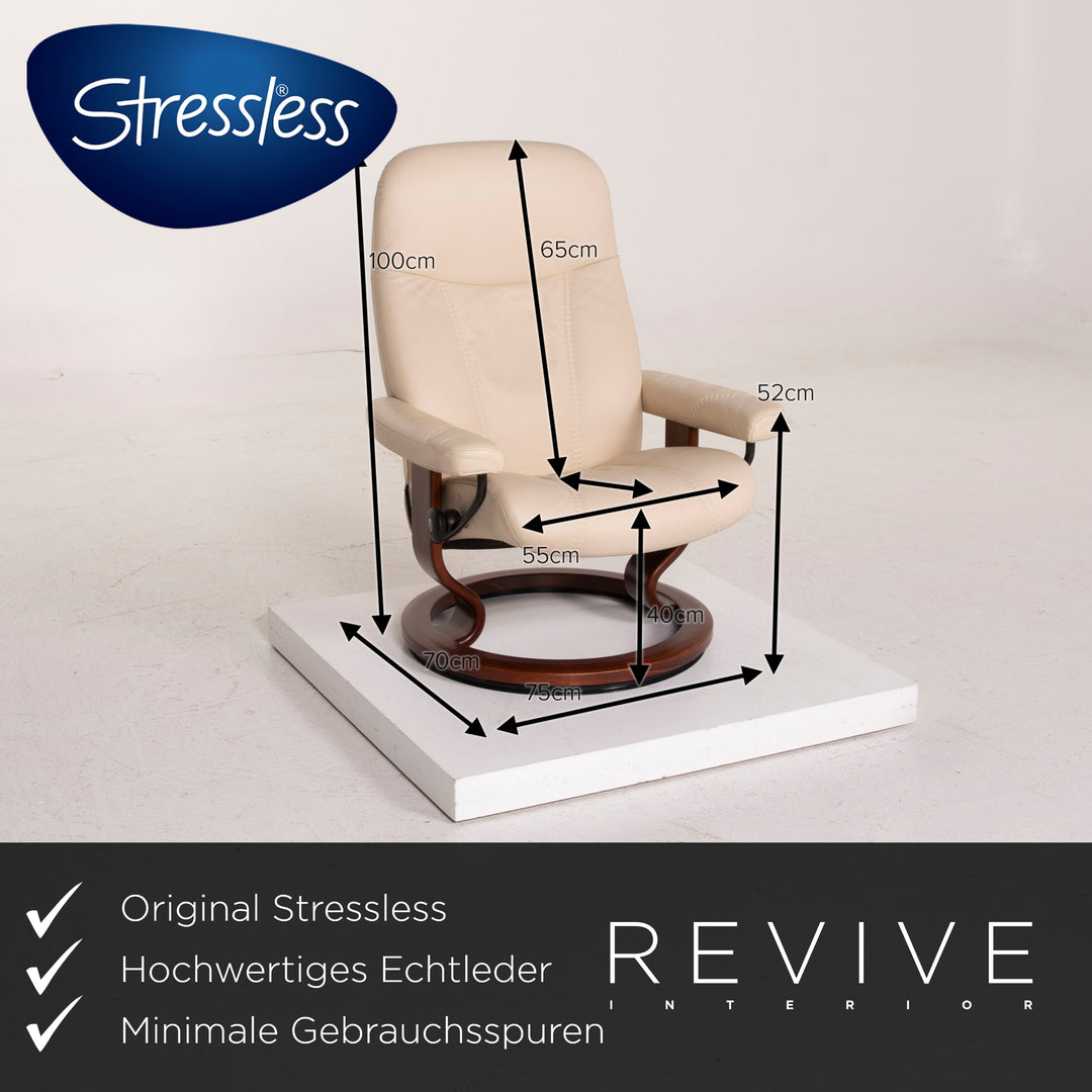 Stressless Consul Leder Sessel Creme inkl. Hocker Relaxfunktion #14887