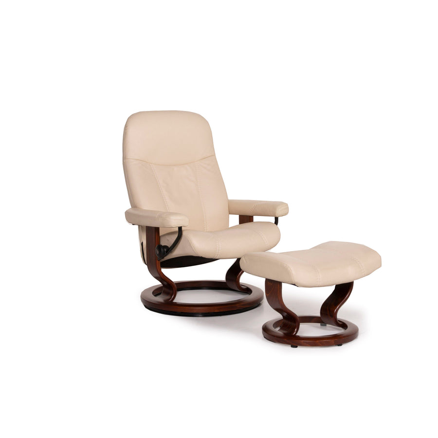 Stressless Consul Leder Sessel Creme inkl. Hocker Relaxfunktion #14887