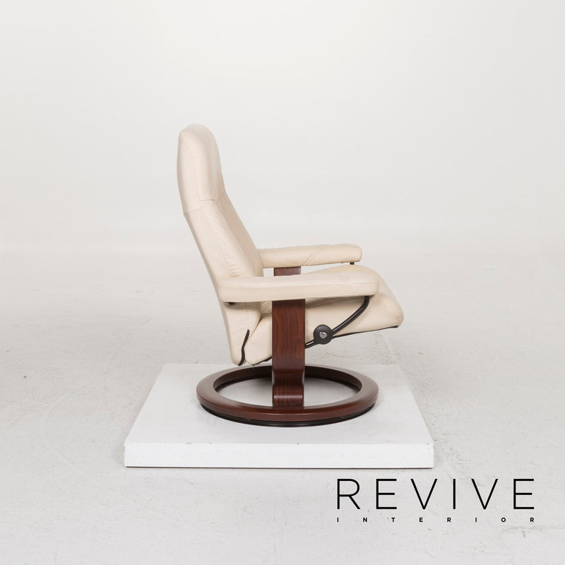 Stressless Consul Leder Sessel Creme inkl. Hocker und Relaxfunktion 