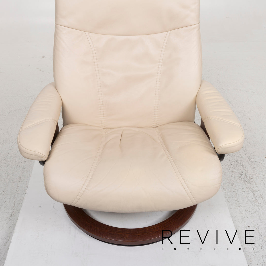 Stressless Consul leather armchair cream incl. stool and relax function #12858