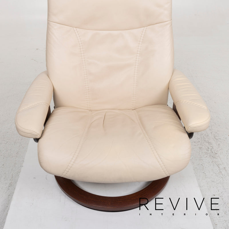 Stressless Consul Leder Sessel Creme inkl. Hocker und Relaxfunktion 