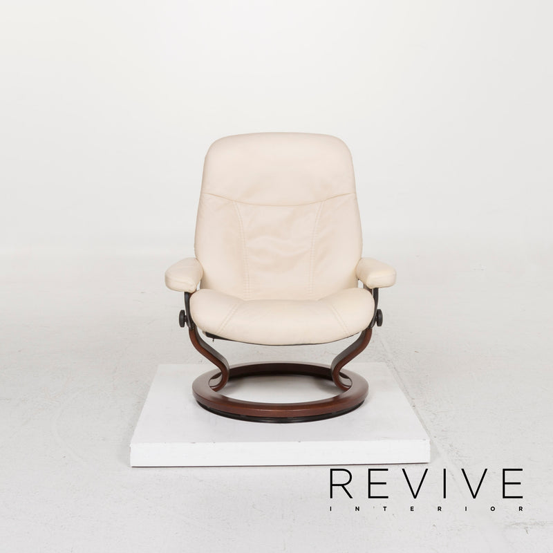 Stressless Consul Leder Sessel Creme inkl. Hocker und Relaxfunktion 