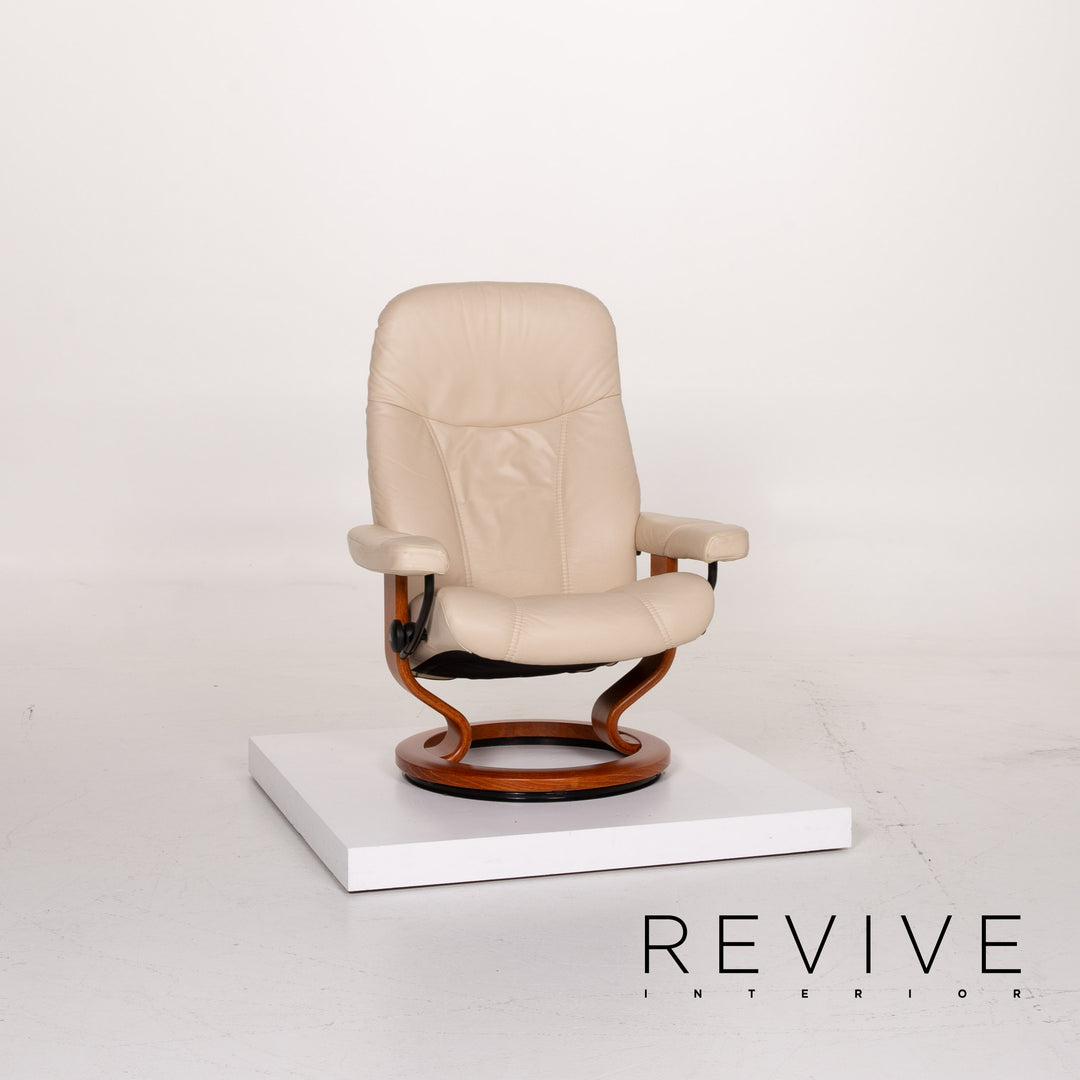 Stressless Consul Leder Sessel Creme Relaxfunktion inkl. Hocker #13939
