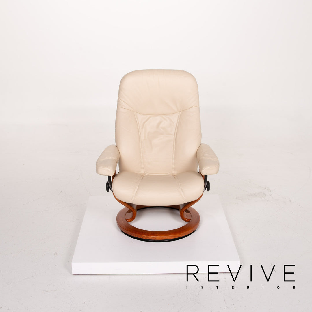 Stressless Consul Leder Sessel Creme Relaxfunktion inkl. Hocker #13939
