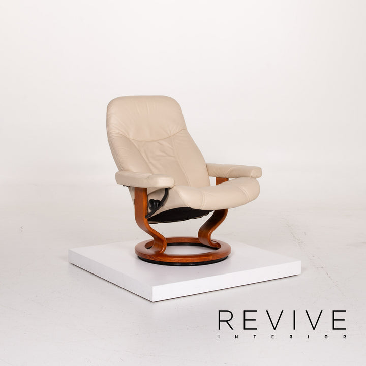 Stressless Consul Leder Sessel Creme Relaxfunktion inkl. Hocker #13939