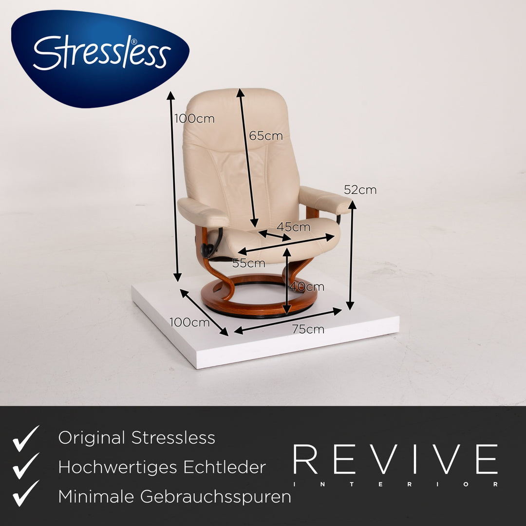 Stressless Consul Leder Sessel Creme Relaxfunktion inkl. Hocker #13939
