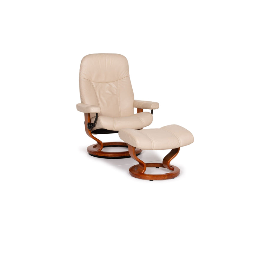 Stressless Consul Leder Sessel Creme Relaxfunktion inkl. Hocker #13939