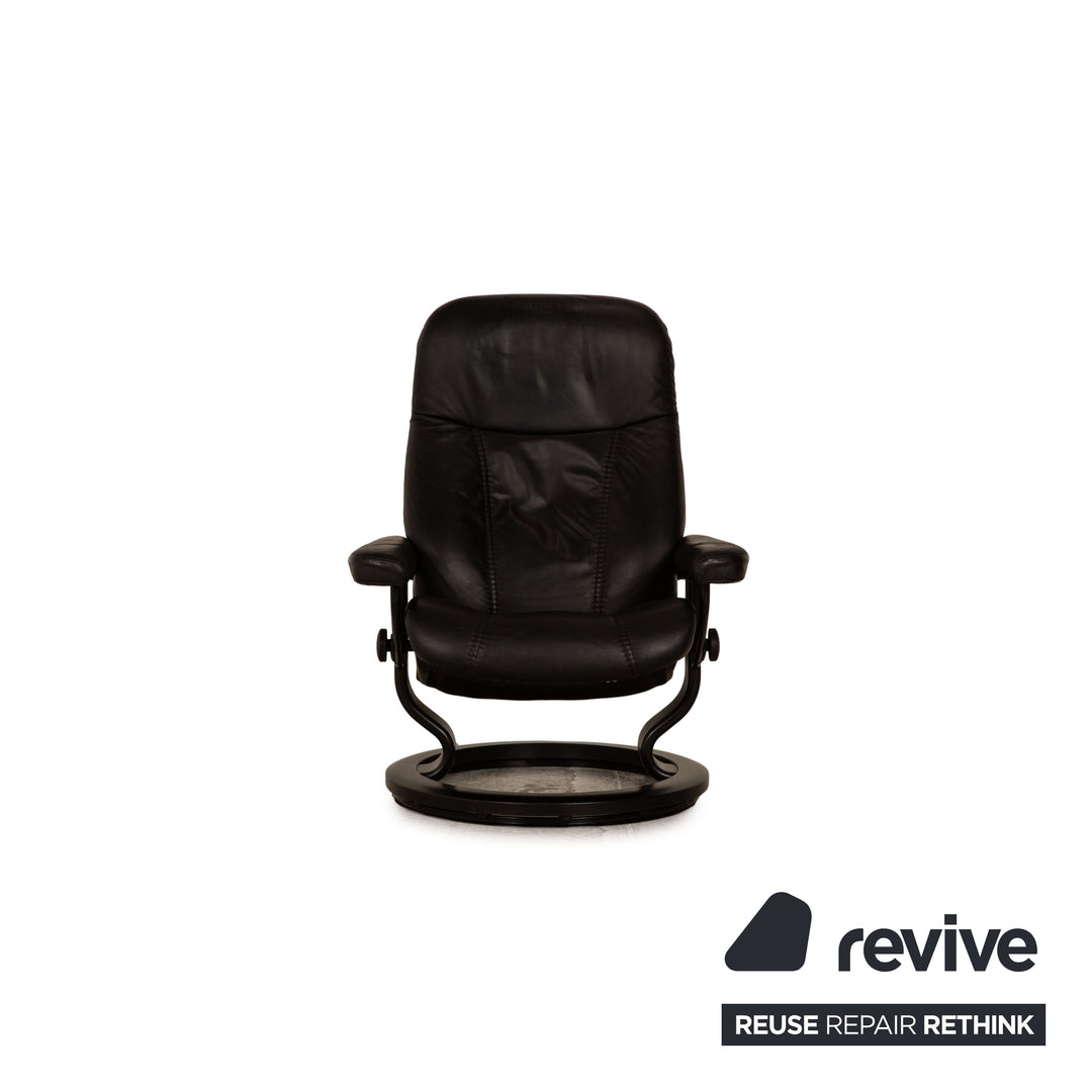 Stressless Consul Leder Sessel Garnitur Schwarz inkl. Hocker