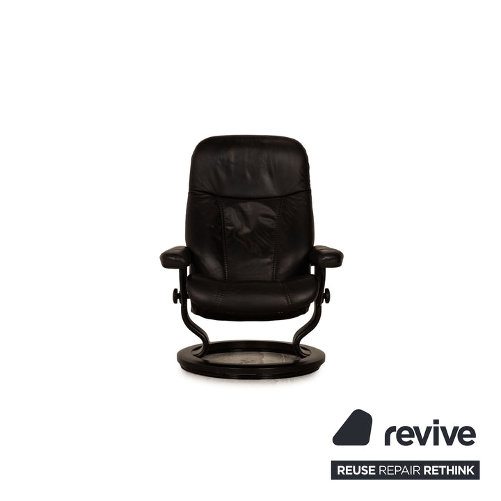 Stressless Consul Leder Sessel Garnitur Schwarz inkl. Hocker