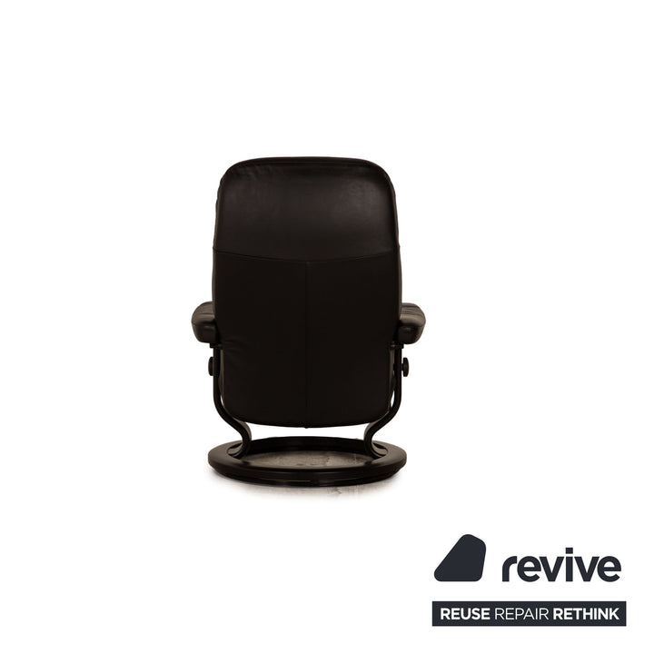 Stressless Consul Leder Sessel Garnitur Schwarz inkl. Hocker