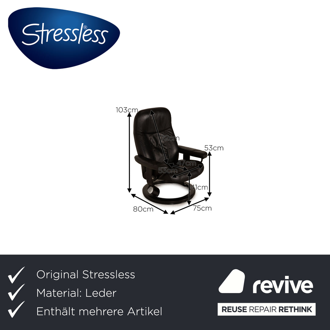 Stressless Consul Leder Sessel Garnitur Schwarz inkl. Hocker