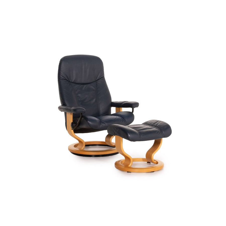 Stressless Consul Leder Sessel inkl. Hocker Blau Dunkelblau Funktion Relaxfunktion Relaxsessel #15323