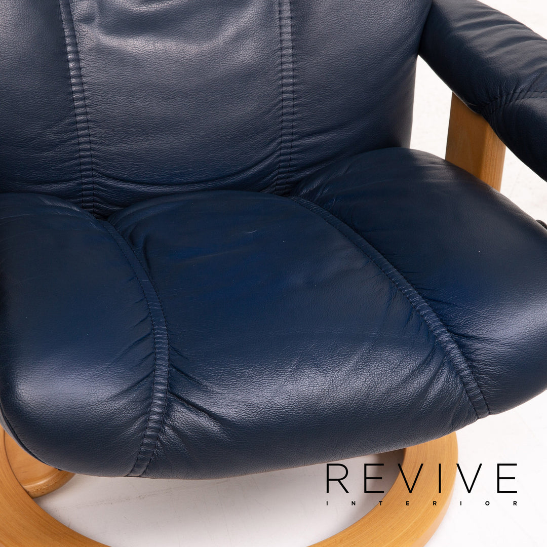 Stressless Consul Leder Sessel inkl. Hocker Blau Dunkelblau Funktion Relaxfunktion Relaxsessel #15323