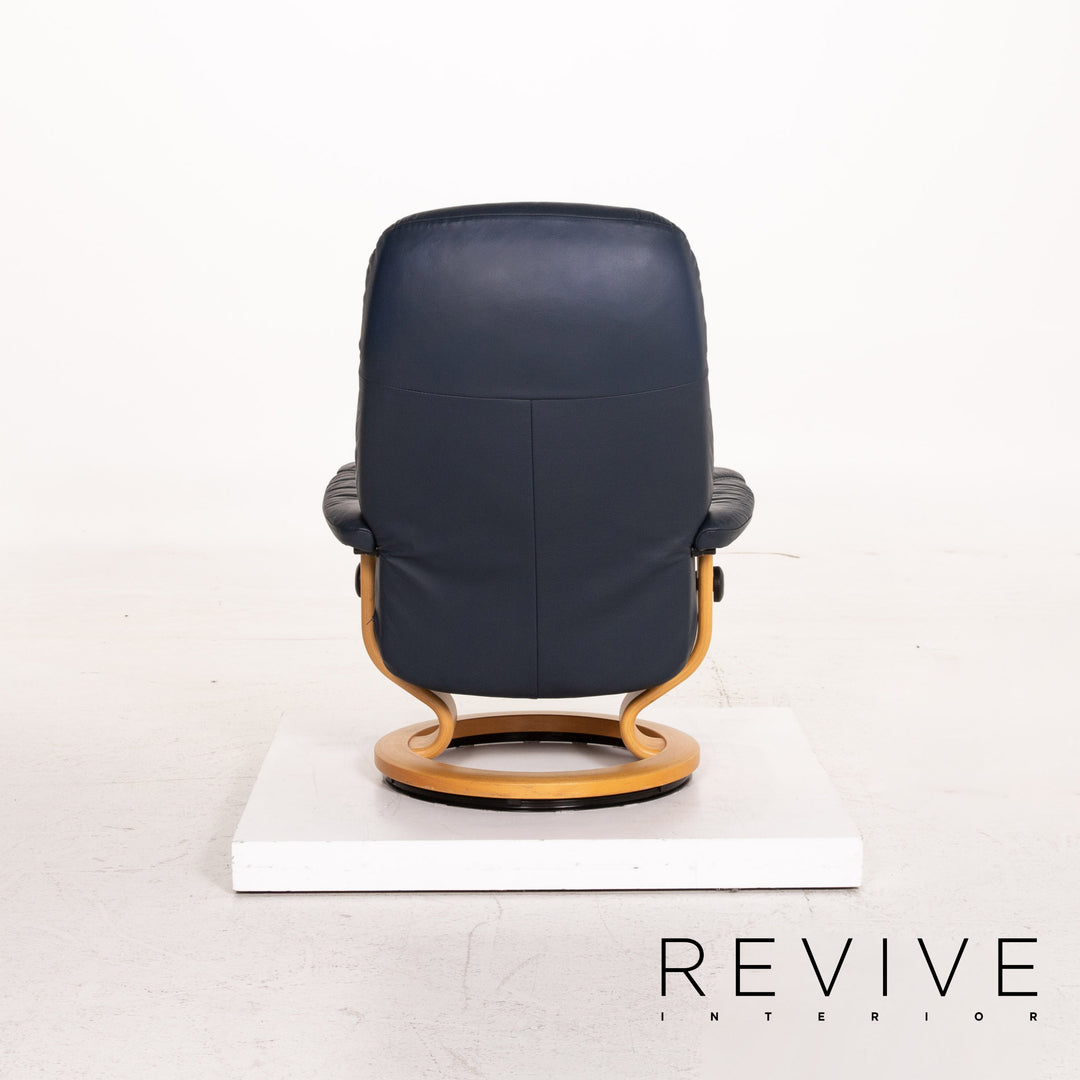 Stressless Consul Leder Sessel inkl. Hocker Blau Dunkelblau Funktion Relaxfunktion Relaxsessel #15323