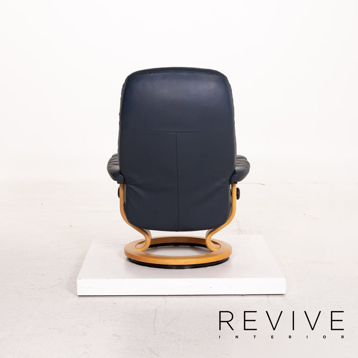 Stressless Consul Leder Sessel inkl. Hocker Blau Dunkelblau Funktion Relaxfunktion Relaxsessel #15323