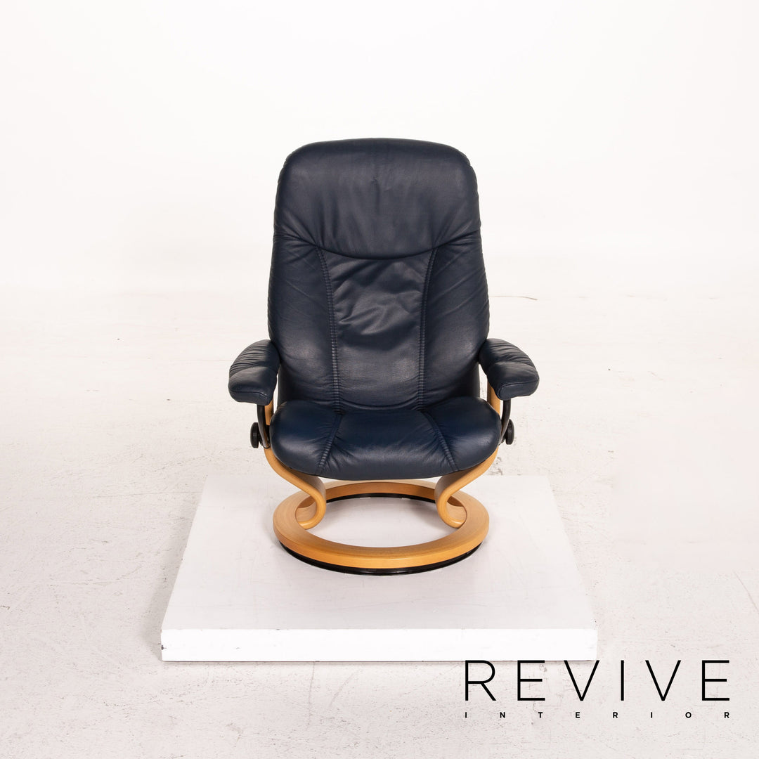 Stressless Consul Leder Sessel inkl. Hocker Blau Dunkelblau Funktion Relaxfunktion Relaxsessel #15323