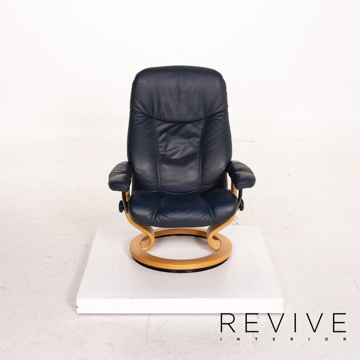 Stressless Consul Leder Sessel inkl. Hocker Blau Dunkelblau Funktion Relaxfunktion Relaxsessel #15323
