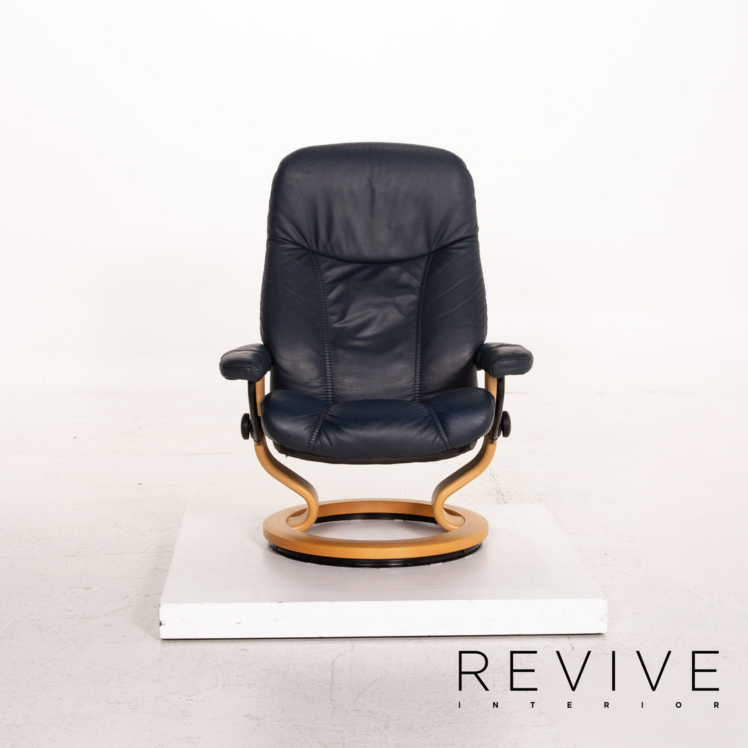 Stressless Consul Leder Sessel inkl. Hocker Blau Dunkelblau Funktion Relaxfunktion Relaxsessel #15323