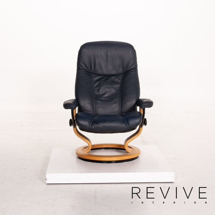 Stressless Consul Leder Sessel inkl. Hocker Blau Dunkelblau Funktion Relaxfunktion Relaxsessel #15323