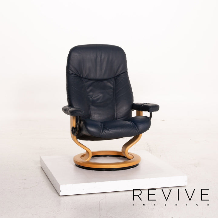 Stressless Consul Leder Sessel inkl. Hocker Blau Dunkelblau Funktion Relaxfunktion Relaxsessel #15323