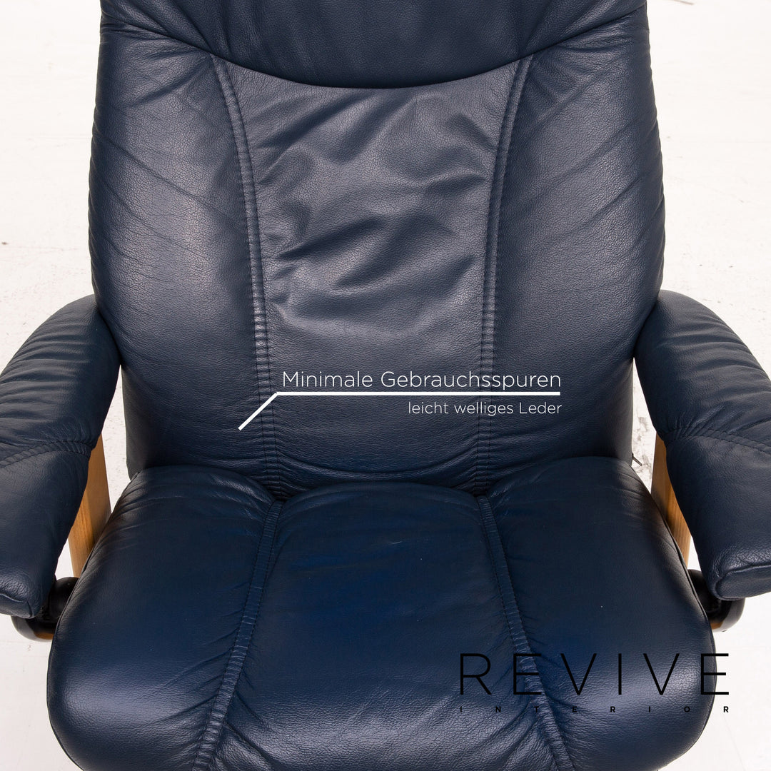 Stressless Consul Leder Sessel inkl. Hocker Blau Dunkelblau Funktion Relaxfunktion Relaxsessel #15323