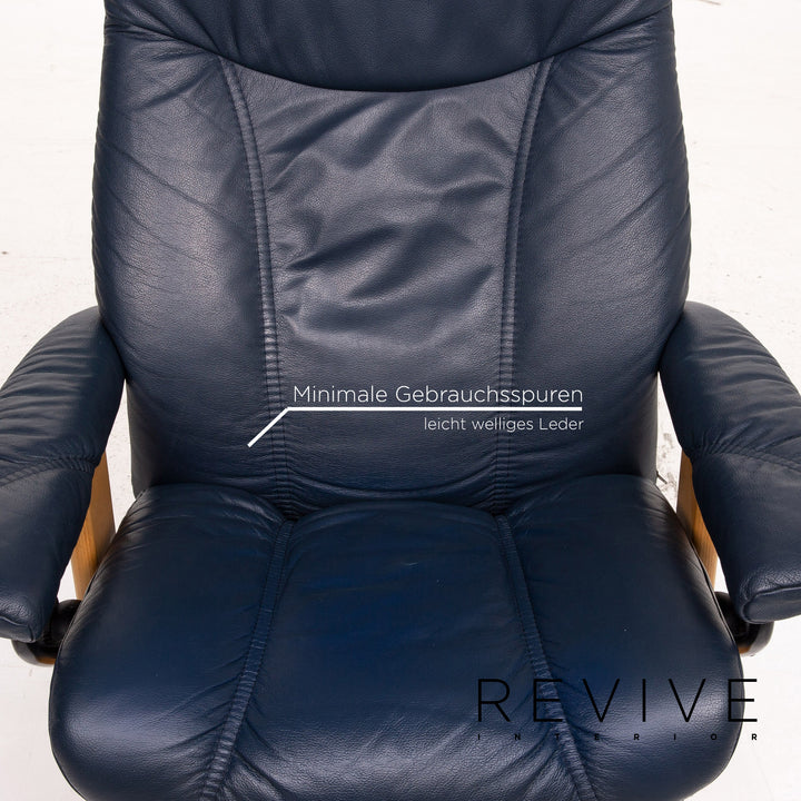 Stressless Consul Leder Sessel inkl. Hocker Blau Dunkelblau Funktion Relaxfunktion Relaxsessel #15323