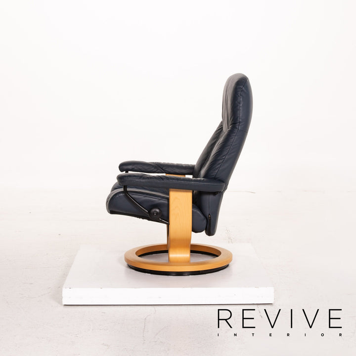 Stressless Consul Leder Sessel inkl. Hocker Blau Dunkelblau Funktion Relaxfunktion Relaxsessel #15323