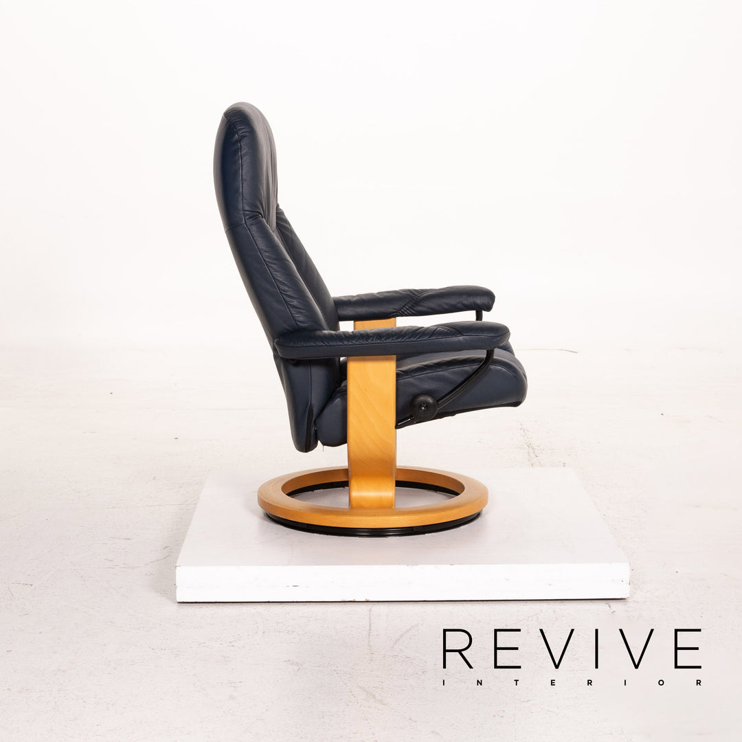 Stressless Consul Leder Sessel inkl. Hocker Blau Dunkelblau Funktion Relaxfunktion Relaxsessel #15323