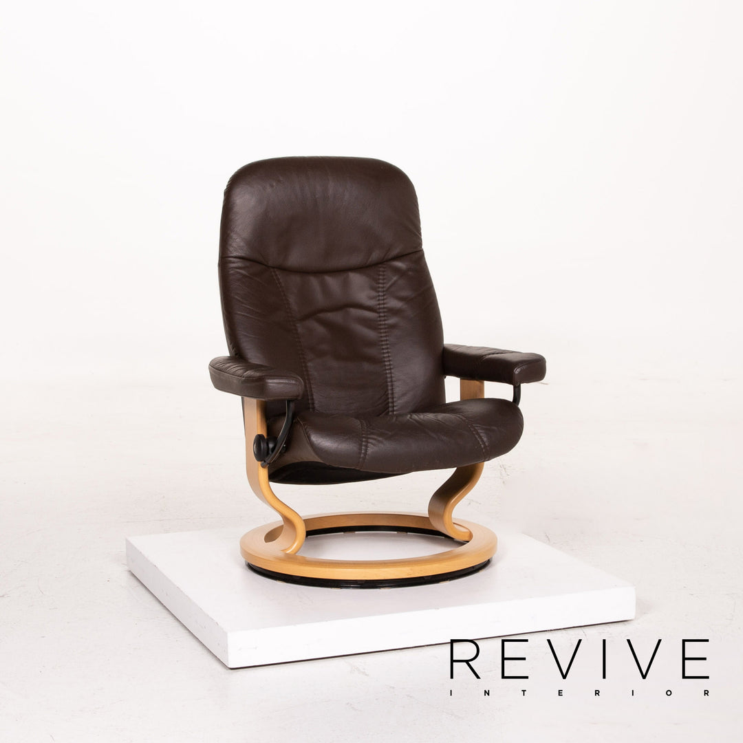 Stressless Consul Leder Sessel inkl. Hocker Braun Dunkelbraun Funktion Relaxfunktion Relaxsessel #14838