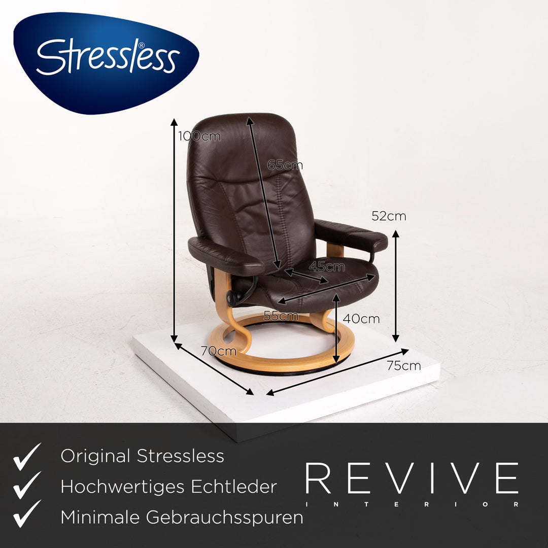 Stressless Consul Leder Sessel inkl. Hocker Braun Dunkelbraun Funktion Relaxfunktion Relaxsessel #14838