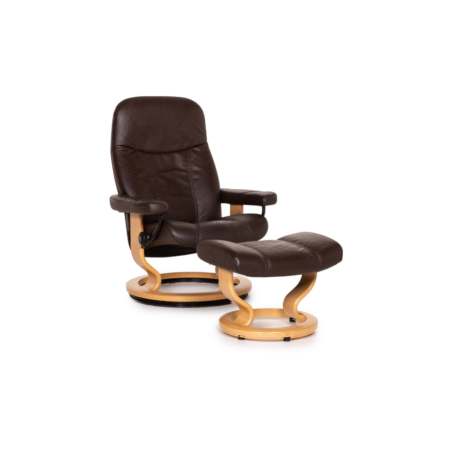 Stressless Consul Leder Sessel inkl. Hocker Braun Dunkelbraun Funktion Relaxfunktion Relaxsessel #14838